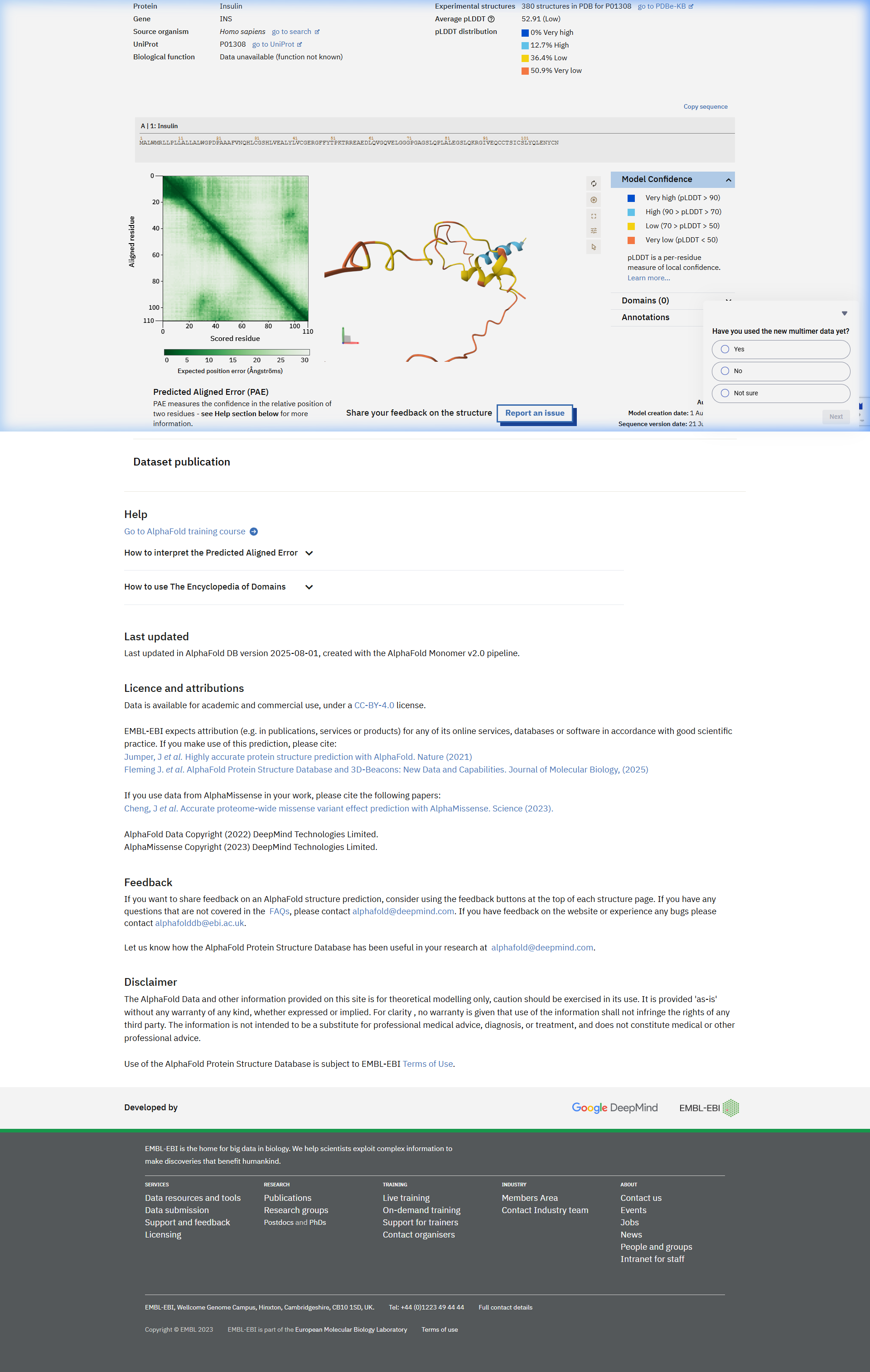 AlphaFold P01308 요서 화면 실측 캡처